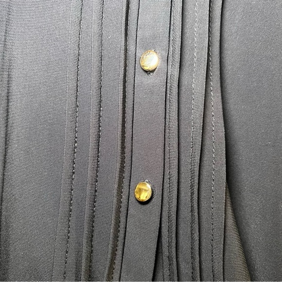 Perception Concept Chic Black Blouse with Buttoned Down Size Small Pleats Puff - Picture 2 of 7